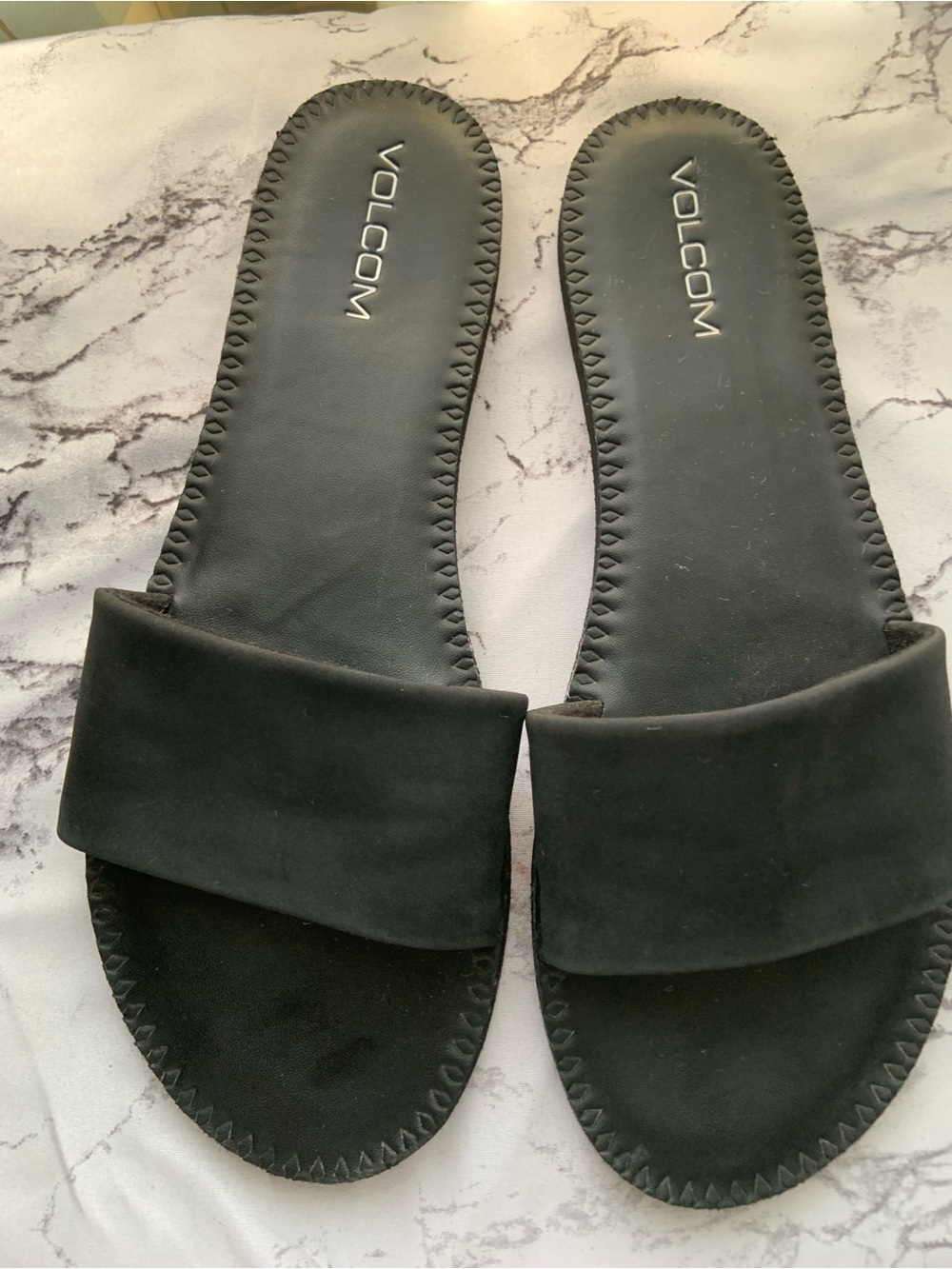 Volcom Black Slide Sandals Wide Strap Slip-On